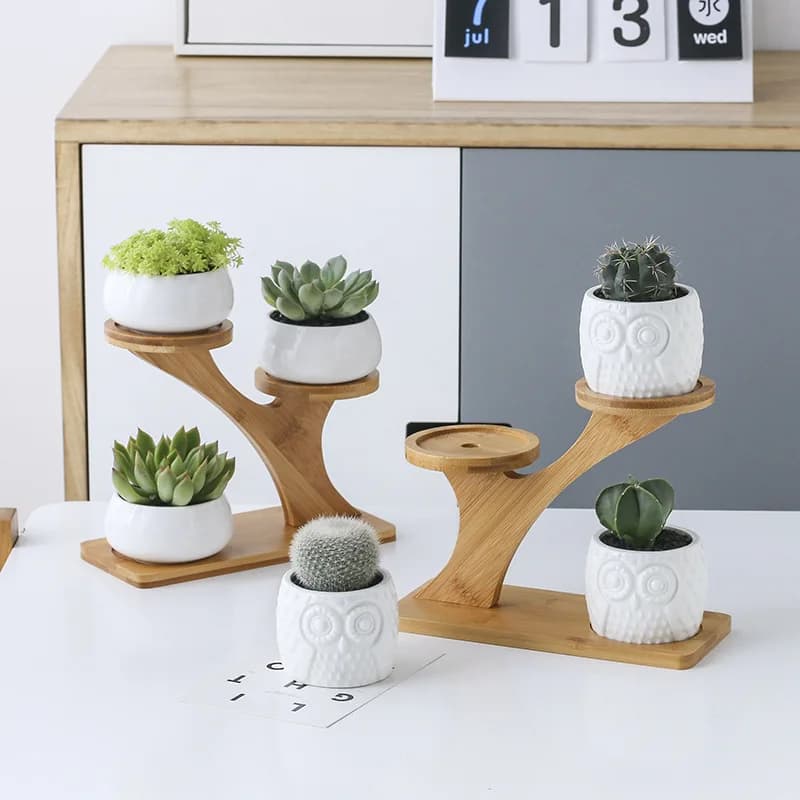 Zestaw doniczek ceramicznych sowa