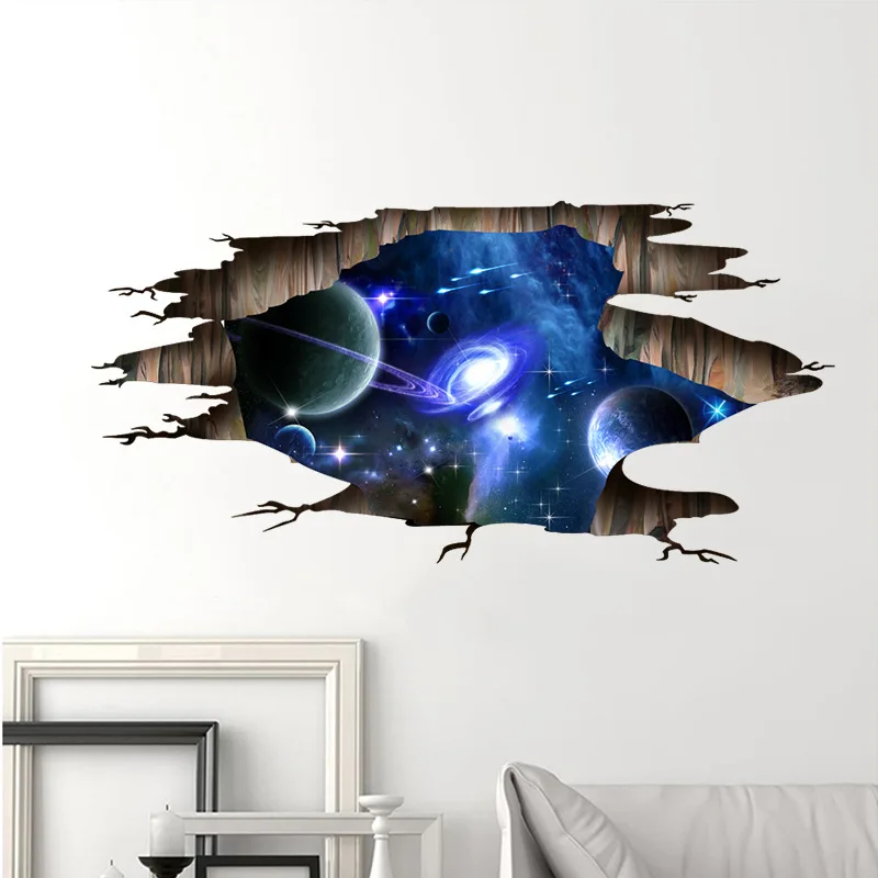 Kreatywna ściana 3D wszechświat przestrzeń Galaxy podłoga naklejka