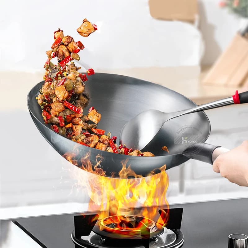 Konco Iron Wok tradycyjny ręcznie młotkowany żelazny Wok
