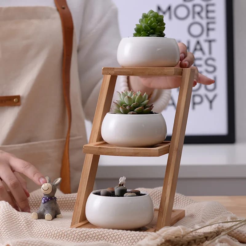Zestaw nowoczesna minimalistyczna biała ceramiczna doniczka