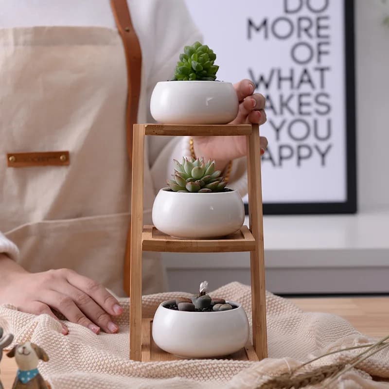 Zestaw nowoczesna minimalistyczna biała ceramiczna doniczka