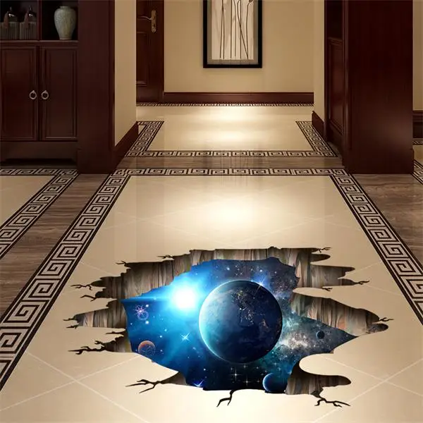Kreatywna ściana 3D wszechświat przestrzeń Galaxy podłoga naklejka