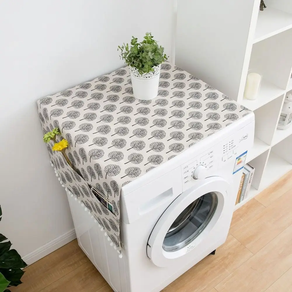 Dekoracyjny pokrowiec przeciwkurzowy na kuchenkę mikrofalową, pralkę – liście tropikalne, styl nordic