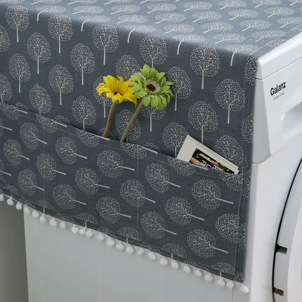 Dekoracyjny pokrowiec przeciwkurzowy na kuchenkę mikrofalową, pralkę – liście tropikalne, styl nordic