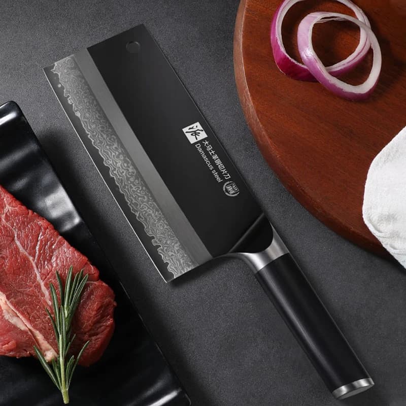Solidny Tasak Kuchenny ze Stali Nierdzewnej – Uniwersalny Nóż do Mięsa i Warzyw z Pudełkiem
