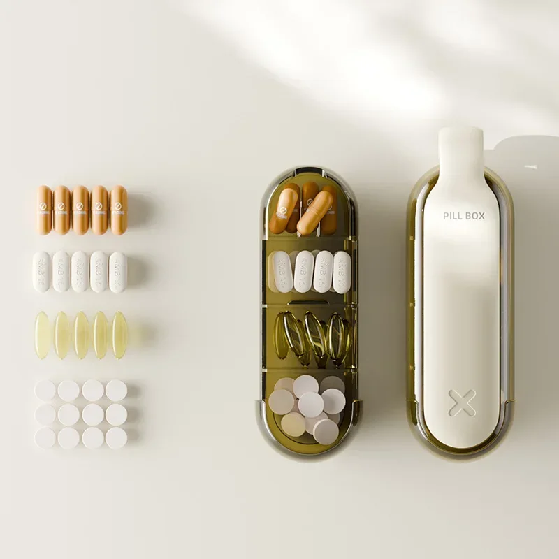 Przenośny dozownik i organizer na tabletki 2w1 – higieniczne wyjmowanie leków