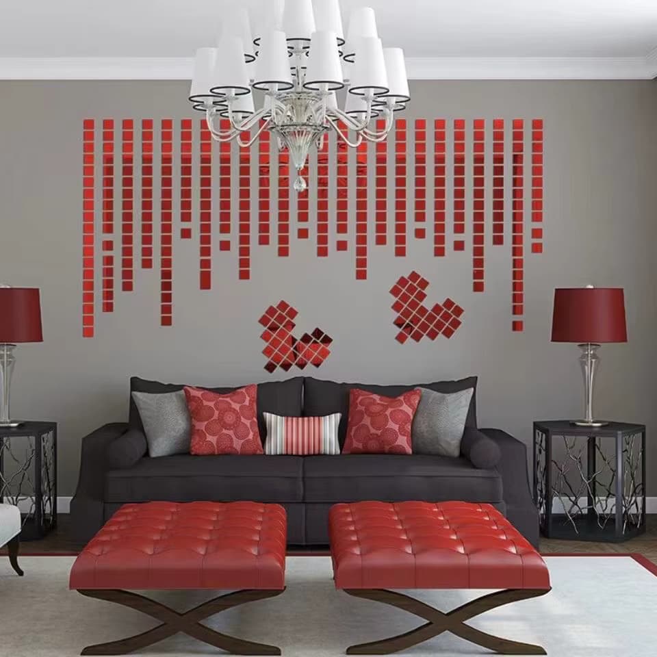 3D Kwadratowe Naklejki Ścienne Mozaika - Lustrzana Dekoracja DIY