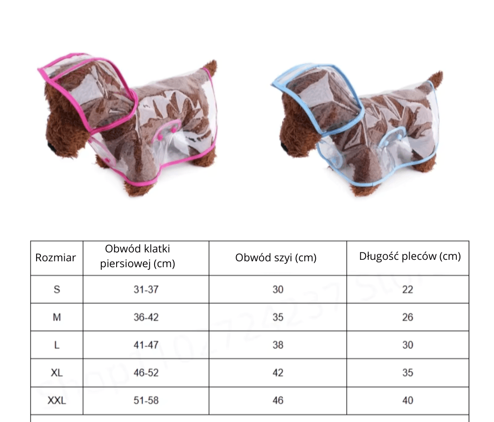 Przezroczysty Płaszcz Przeciwdeszczowy z Kapturem dla Małych Psów - Wodoodporny
